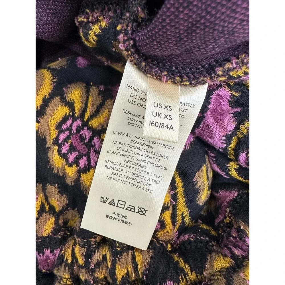 NWT Free People No Ordinary Top Black Floral Reversible Puff / Women's XS